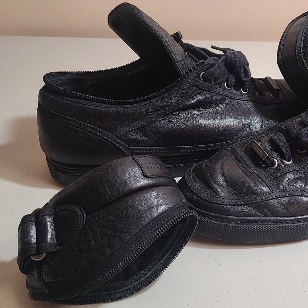Men Burberry Black Sneakers Sz 44 11 Leather Vintage Rare Zip MSRP 1290 - Picture 11 of 14